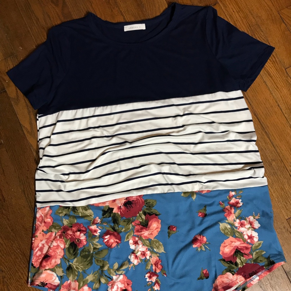 Colorblock Navy & Floral Tunic